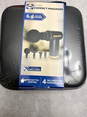Sealy Portable Compact Massager - 6 Modes & 4 Heads - NIB/NWT